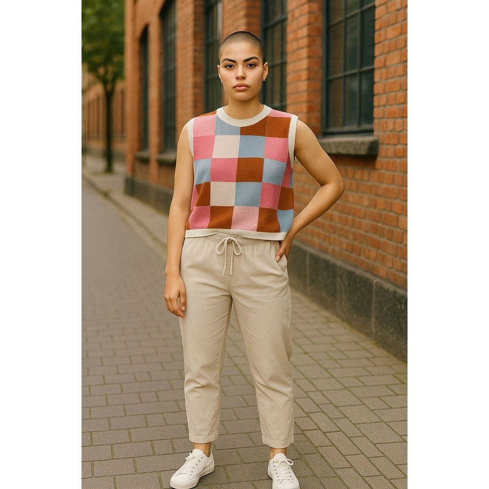 Cato Poplin Gingham Cropped Top XL‎